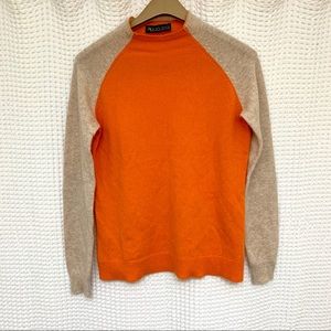 KEVINS CASHMERE ORANGE AND TAN SWEATER SZ S/M!!!